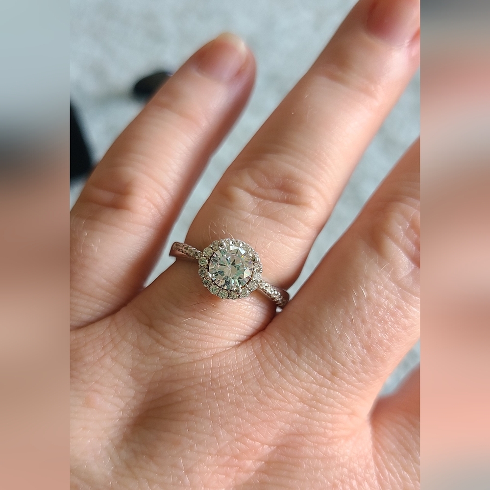 Classic Halo Moissanite Ring in Sterling Silver